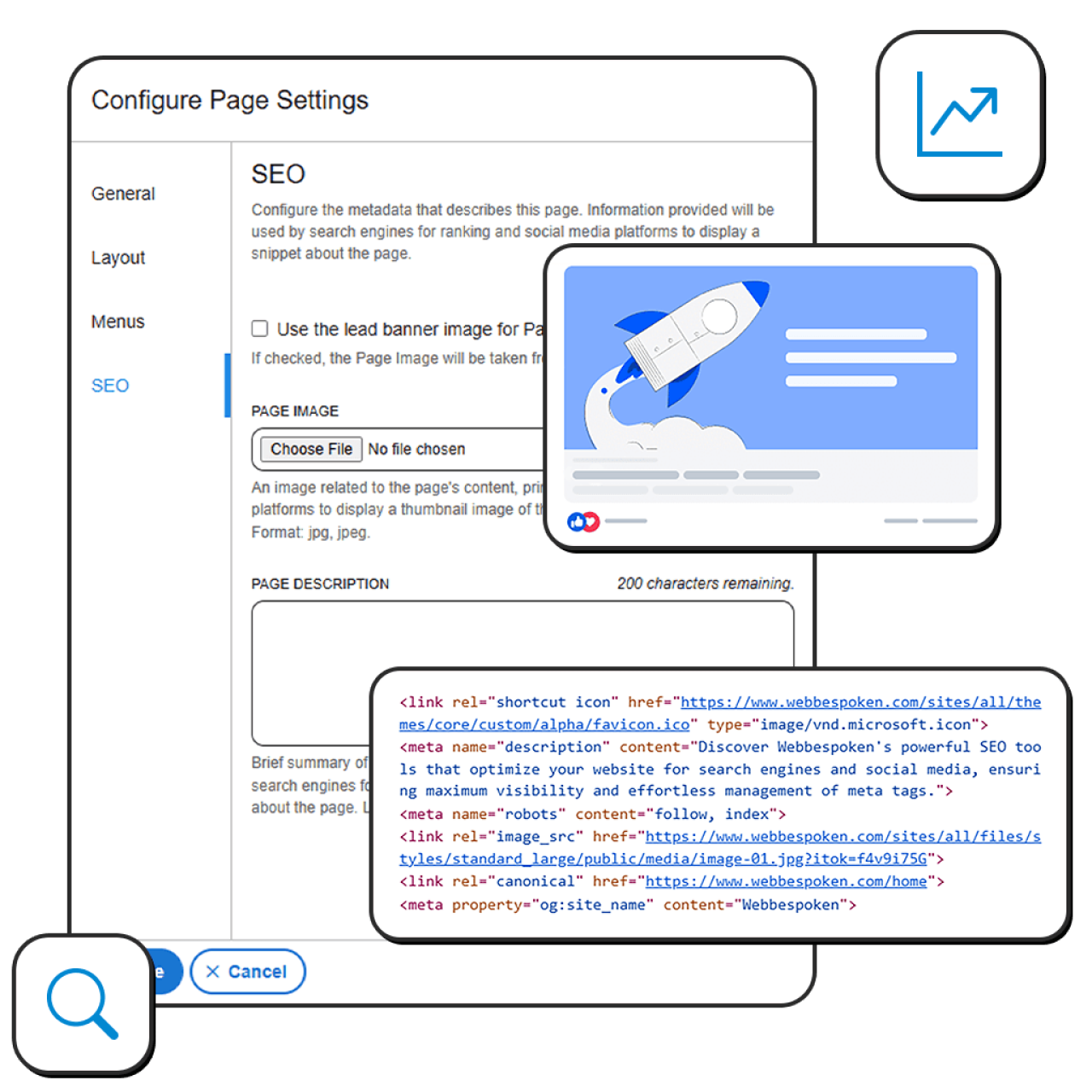 Image of the page level SEO editing tool user interface.