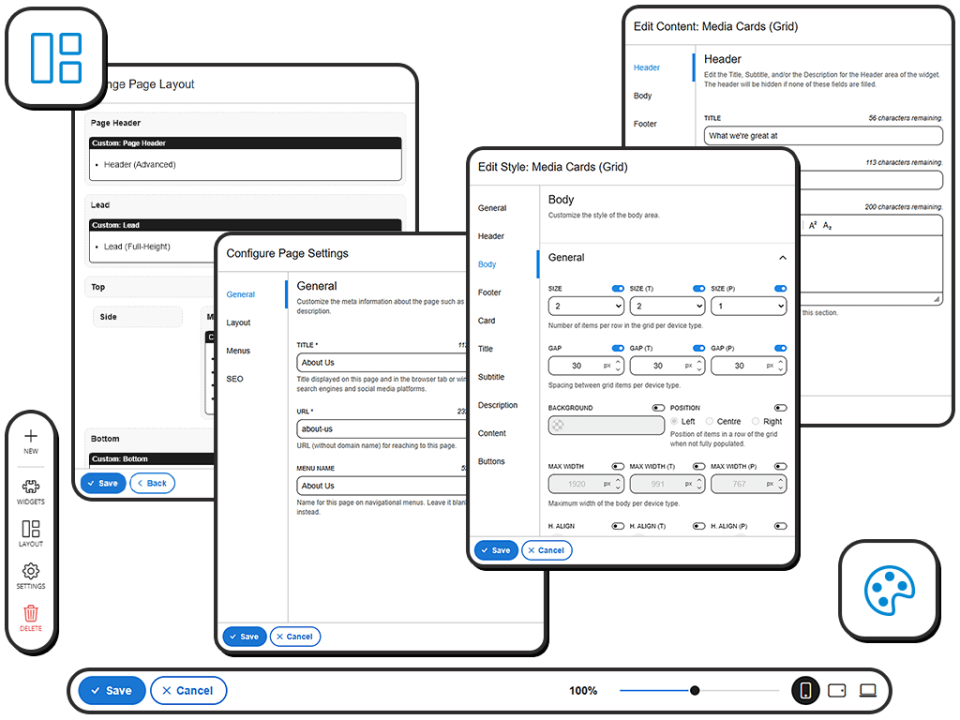 Image showcasing various tools for editing a page.
