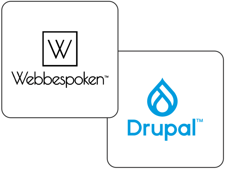Image displaying Webbespoken and Drupal logos.