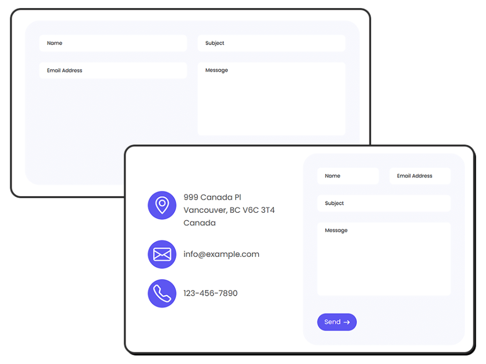 Image showcasing contact form widgets.