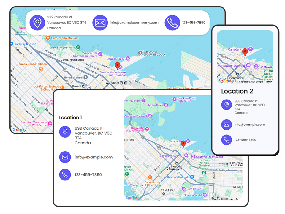 Image showcasing location and map widgets.