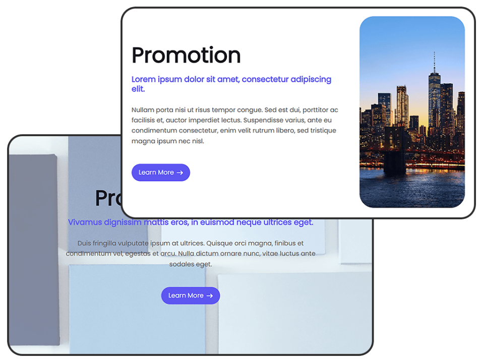 Image showcasing promotion widgets.