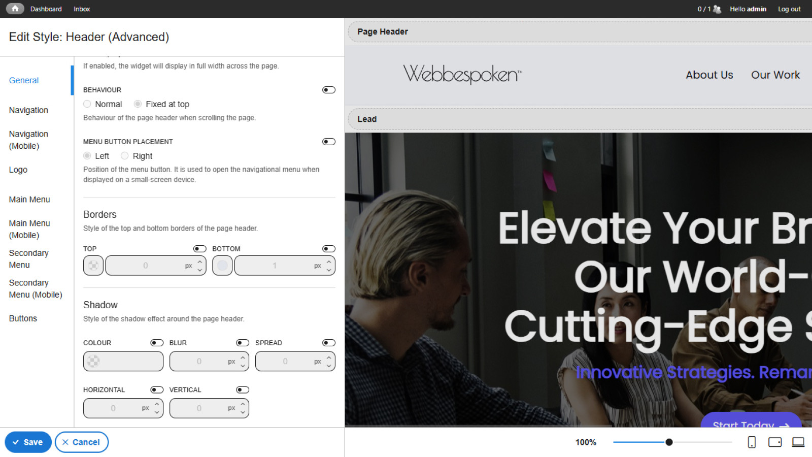 Image showcasing the style editor user interface when editing a widget.